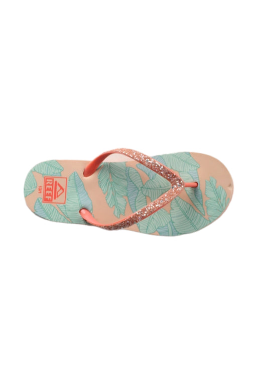 A Peach Flip Flops from Reef in size 5T for girl. (Front View)