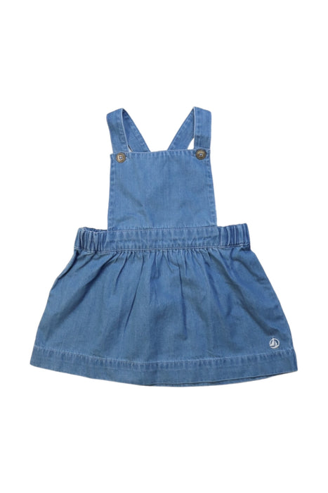 A Blue Overall Dresses from Petit Bateau in size 12-18M for girl. (Front View)