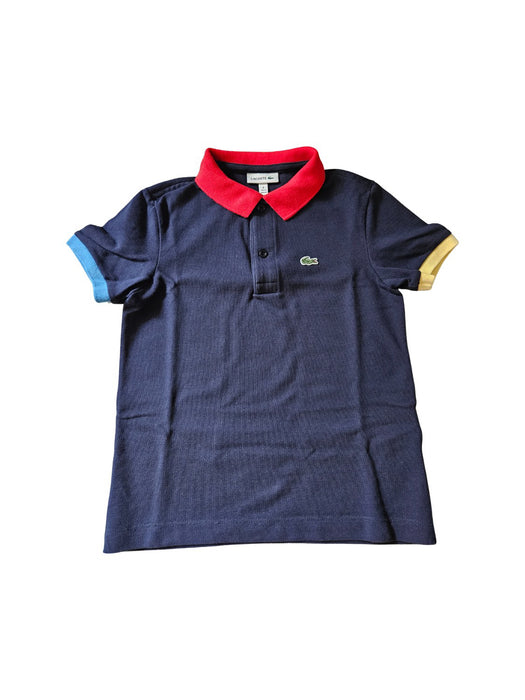 A Navy Short Sleeve Polos from Lacoste in size 6T for neutral. (Front View)