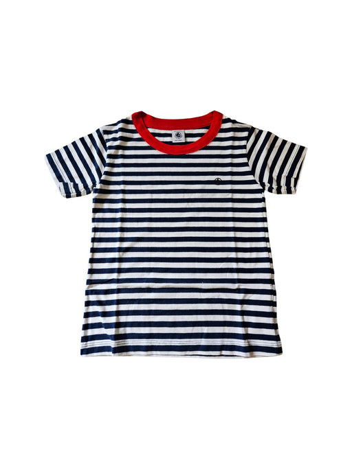 A Navy Short Sleeve T Shirts from Petit Bateau in size 6T for neutral. (Front View)