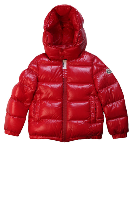 A Red Puffer/Quilted Jackets from Moncler in size 8Y for boy. (Front View)