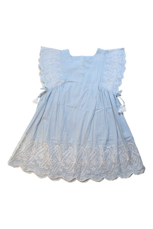 A Blue Sleeveless Dresses from Louise Misha in size 7Y for girl. (Front View)