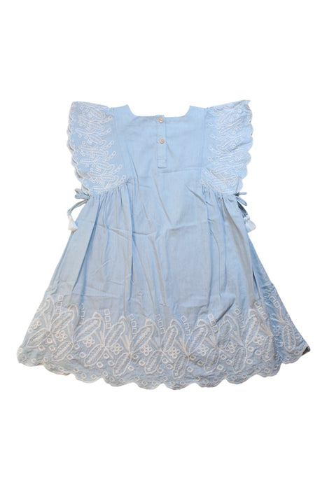 A Blue Sleeveless Dresses from Louise Misha in size 7Y for girl. (Back View)