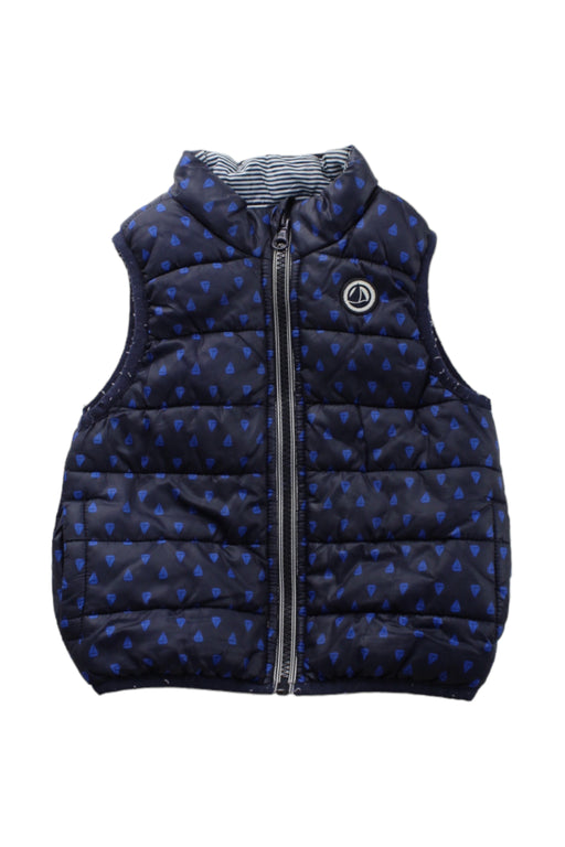 A Blue Outerwear Vests from Petit Bateau in size 2T for boy. (Front View)