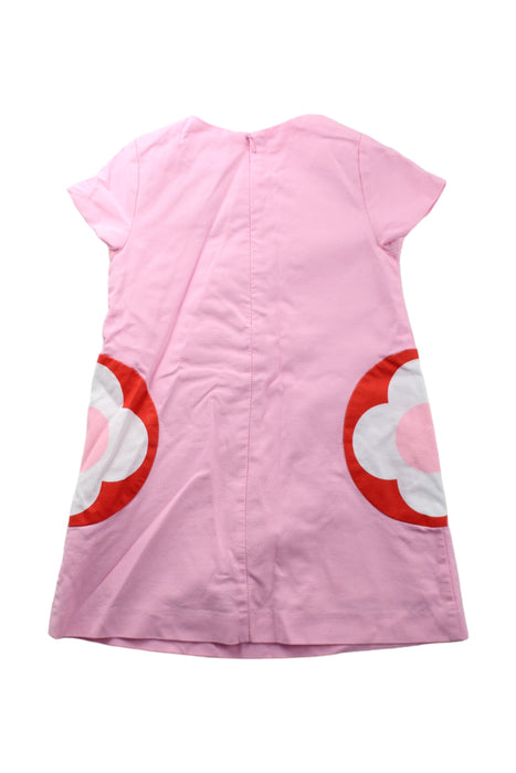 A Pink Short Sleeve Dresses from Jacadi in size 4T for girl. (Back View)