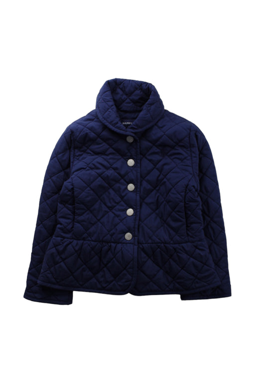 A Blue Puffer/Quilted Jackets from Ralph Lauren in size 4T for girl. (Front View)