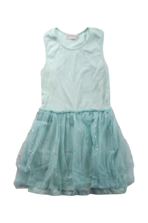 A Green Sleeveless Dresses from Egg New York in size 5T for girl. (Front View)