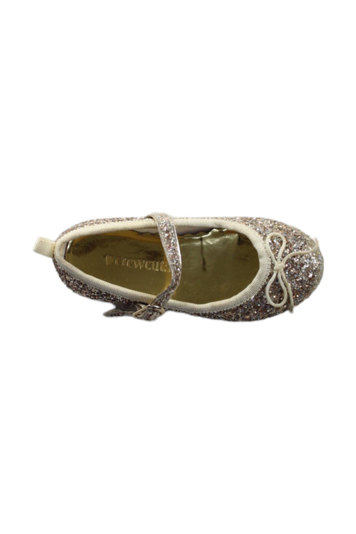 A Gold Flats from Crewcuts in size 18-24M for girl. (Front View)