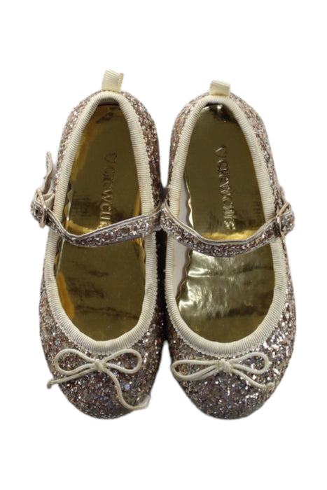 A Gold Flats from Crewcuts in size 18-24M for girl. (Back View)