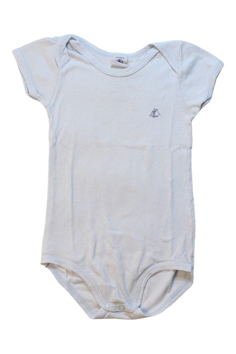 A Blue Short Sleeve Bodysuits from Petit Bateau in size 18-24M for neutral. (Front View)