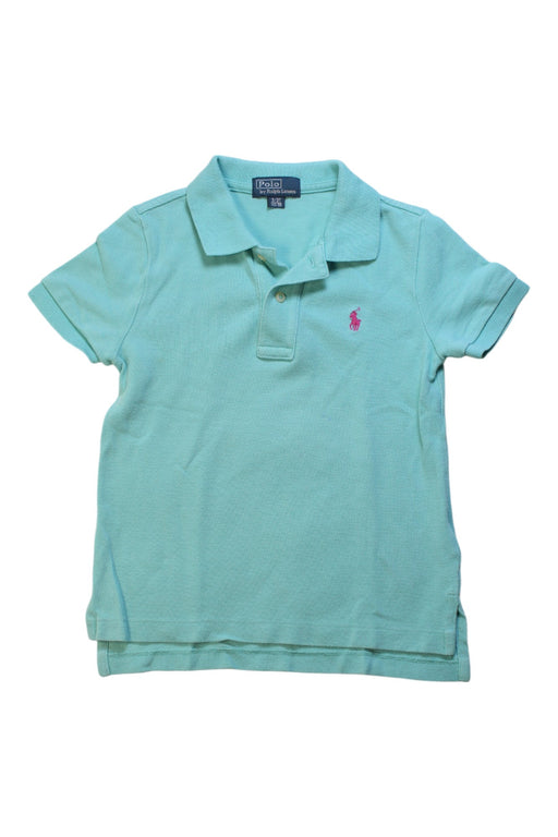 A Green Short Sleeve Polos from Polo Ralph Lauren in size 3T for girl. (Front View)