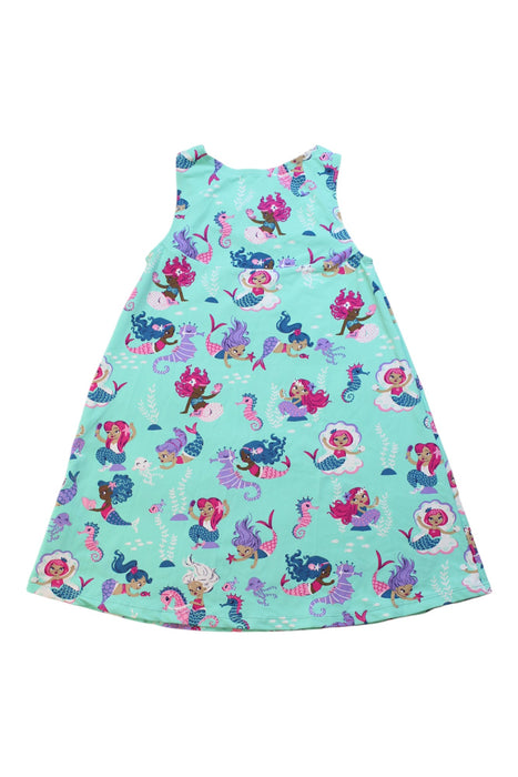 A Blue Sleeveless Dresses from Hatley in size 5T for girl. (Back View)