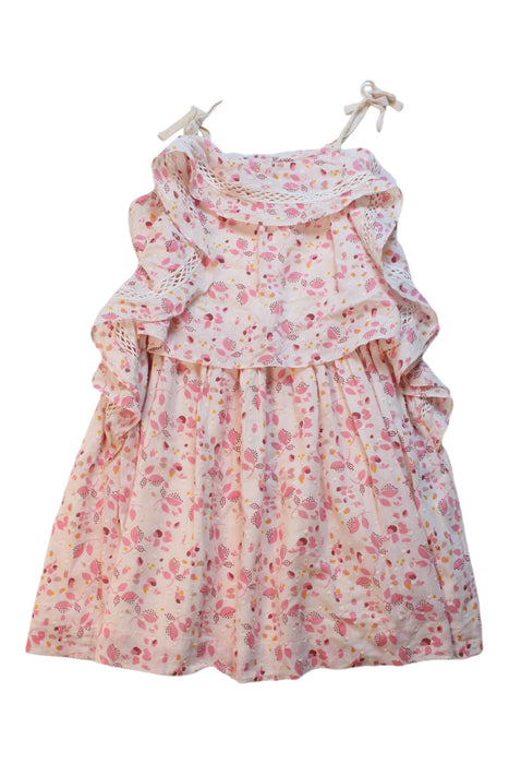 A Pink Sleeveless Dresses from Velveteen in size 6T for girl. (Front View)