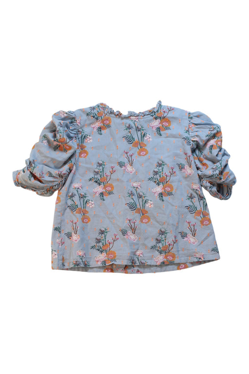 A Blue Long Sleeve Tops from Velveteen in size 5T for girl. (Front View)