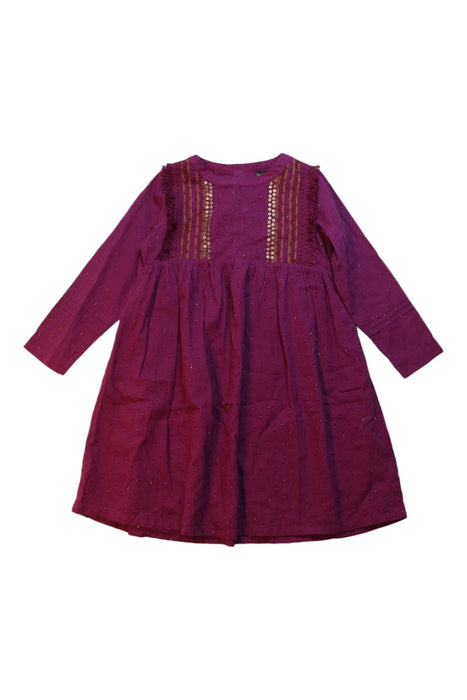 A Burgundy Long Sleeve Dresses from Velveteen in size 5T for girl. (Front View)