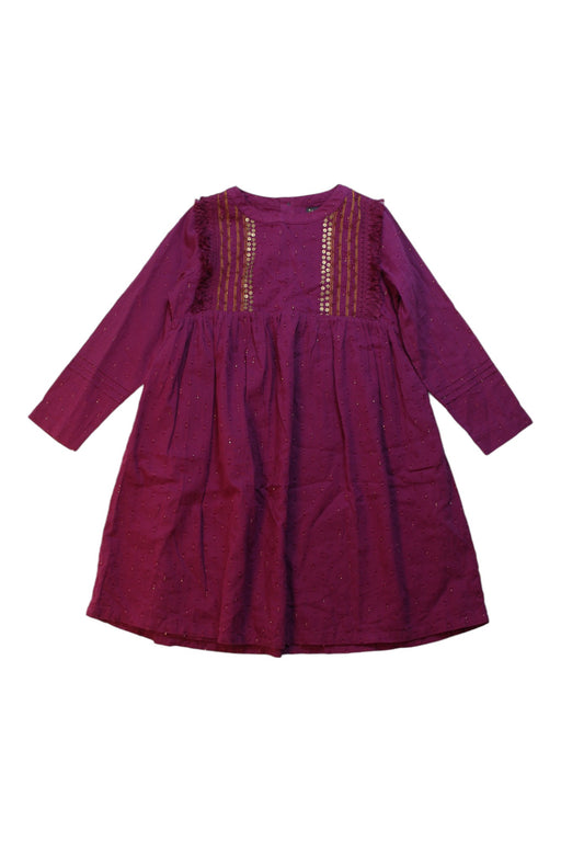 A Burgundy Long Sleeve Dresses from Velveteen in size 5T for girl. (Front View)