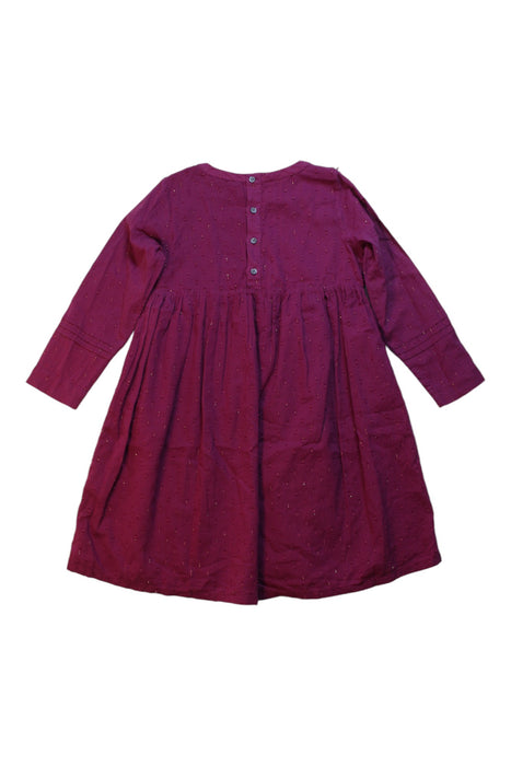 A Burgundy Long Sleeve Dresses from Velveteen in size 5T for girl. (Back View)