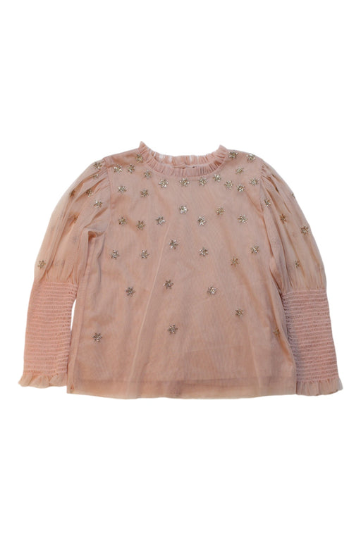 A Pink Long Sleeve Tops from Velveteen in size 6T for girl. (Front View)