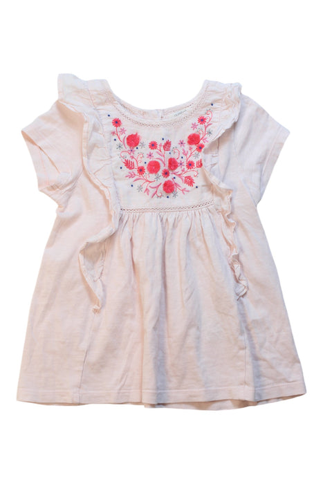 A Pink Short Sleeve Dresses from Purebaby in size 4T for girl. (Front View)