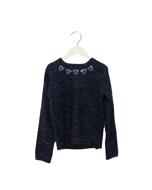 A Navy Knit Sweaters from 3Pommes in size 7Y for girl. (Front View)