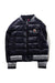 A Blue Puffer/Quilted Jackets from Moncler in size 8Y for boy. (Front View)