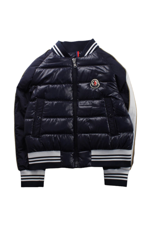 A Blue Puffer/Quilted Jackets from Moncler in size 8Y for boy. (Front View)