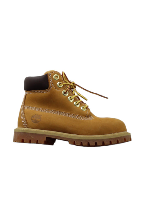 A Brown Casual Boots from Timberland in size 4T for boy. (Front View)