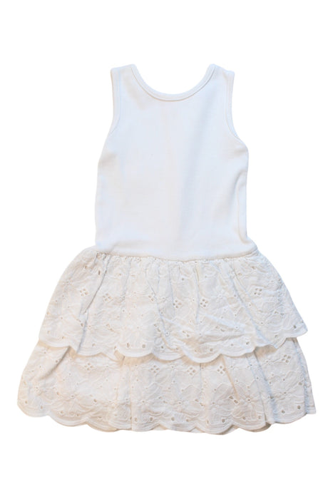 A White Sleeveless Dresses from Seed in size 4T for girl. (Front View)