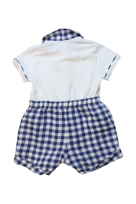 A White Short Sleeve Rompers from Il Gufo in size 6-12M for girl. (Back View)