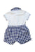 A White Short Sleeve Rompers from Il Gufo in size 6-12M for girl. (Back View)