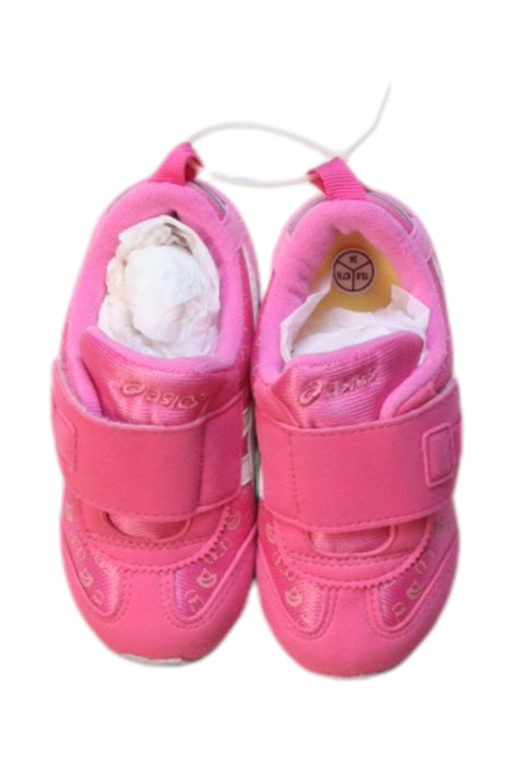 A Pink Sneakers from ASICS in size 3T for girl. (Back View)