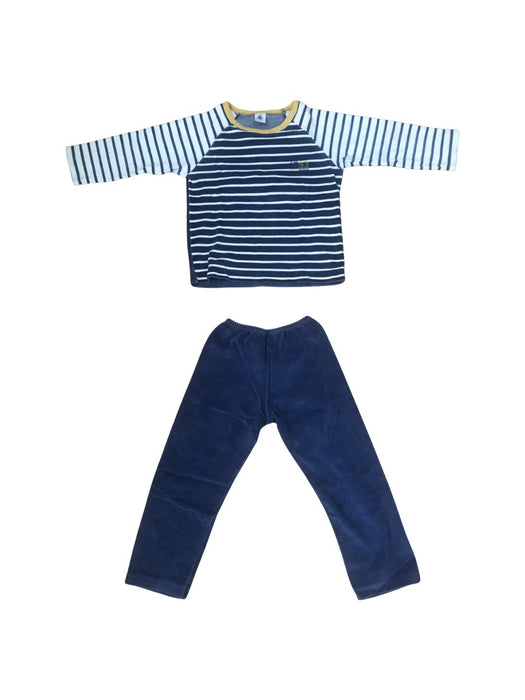 A Navy Pyjama Sets from Petit Bateau in size 4T for neutral. (Front View)