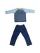 A Navy Pyjama Sets from Petit Bateau in size 4T for neutral. (Front View)