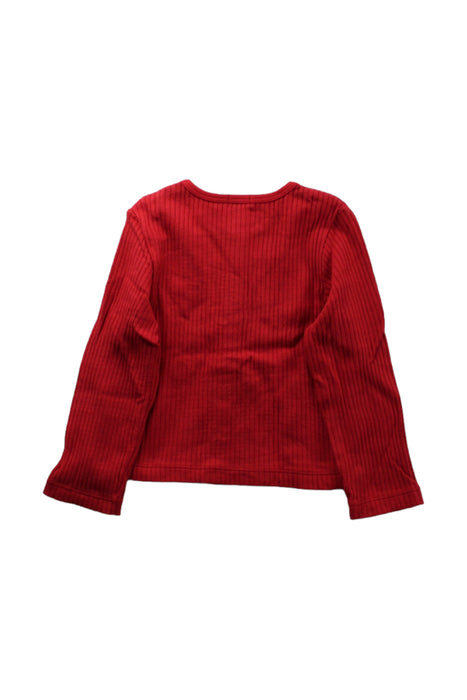 A Red Cardigans from Miki House in size 2T for girl. (Back View)