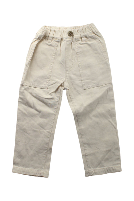 A White Casual Pants from Petit Main in size 18-24M for boy. (Front View)