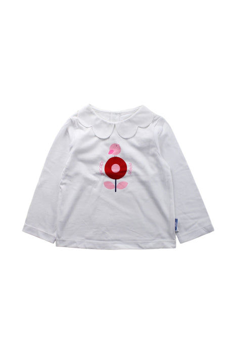 A White Long Sleeve Tops from Jacadi in size 3T for girl. (Front View)