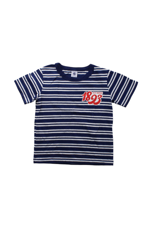 A Blue Short Sleeve T Shirts from Petit Bateau in size 6T for boy. (Front View)