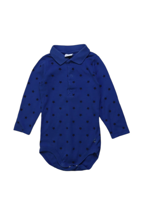 A Blue Long Sleeve Bodysuits from Petit Bateau in size 6-12M for boy. (Front View)