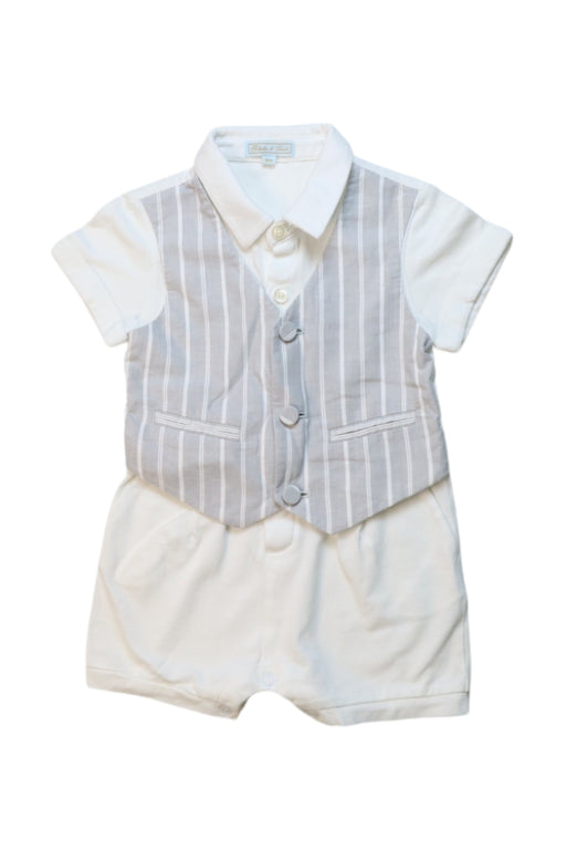 A Grey Short Sleeve Rompers from Nicholas & Bears in size 12-18M for boy. (Front View)