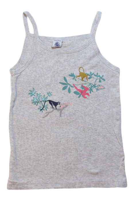 A Grey Sleeveless T Shirts from Petit Bateau in size 6T for girl. (Front View)