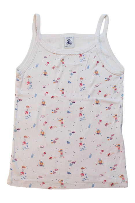 A White Sleeveless T Shirts from Petit Bateau in size 6T for girl. (Front View)