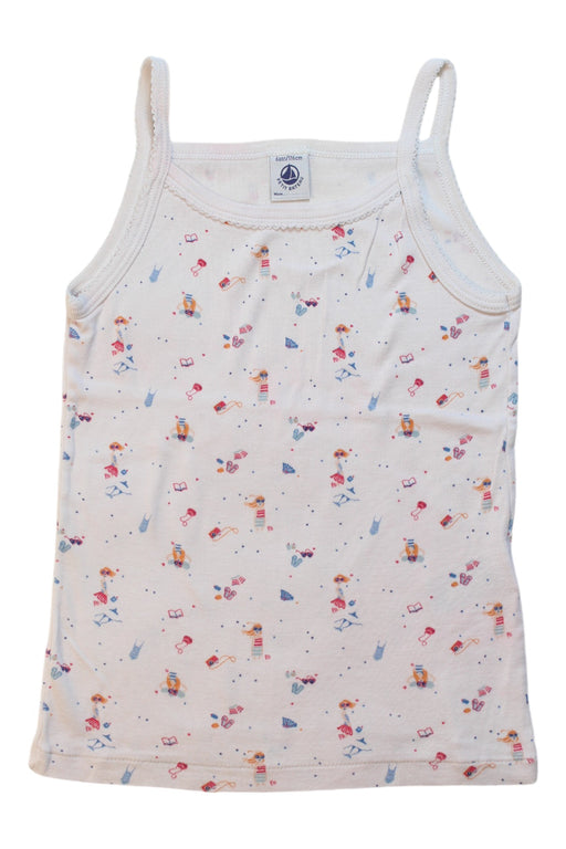 A White Sleeveless T Shirts from Petit Bateau in size 6T for girl. (Front View)