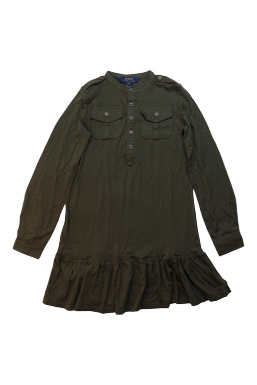 A Green Long Sleeve Dresses from Polo Ralph Lauren in size 7Y for girl. (Front View)