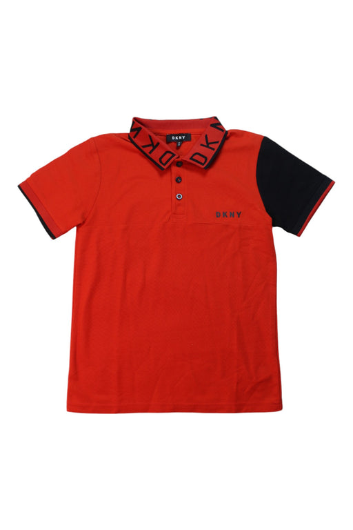 A Orange Short Sleeve Polos from DKNY in size 12Y for boy. (Front View)