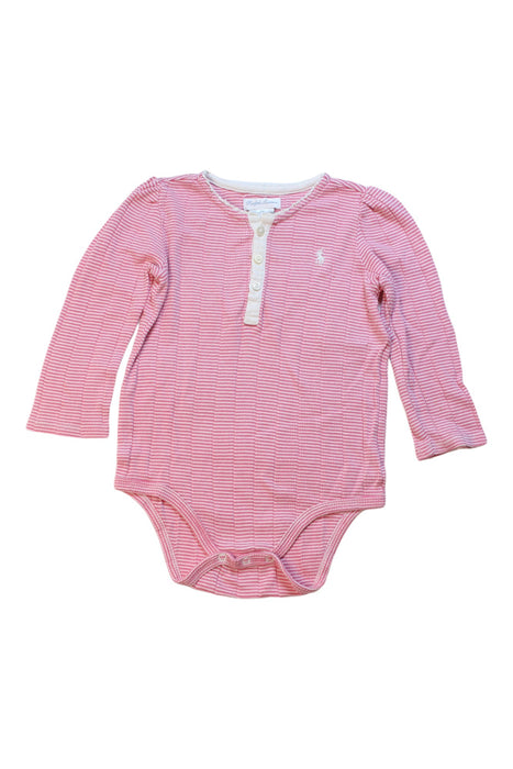 A Pink Long Sleeve Bodysuits from Ralph Lauren in size 6-12M for girl. (Front View)