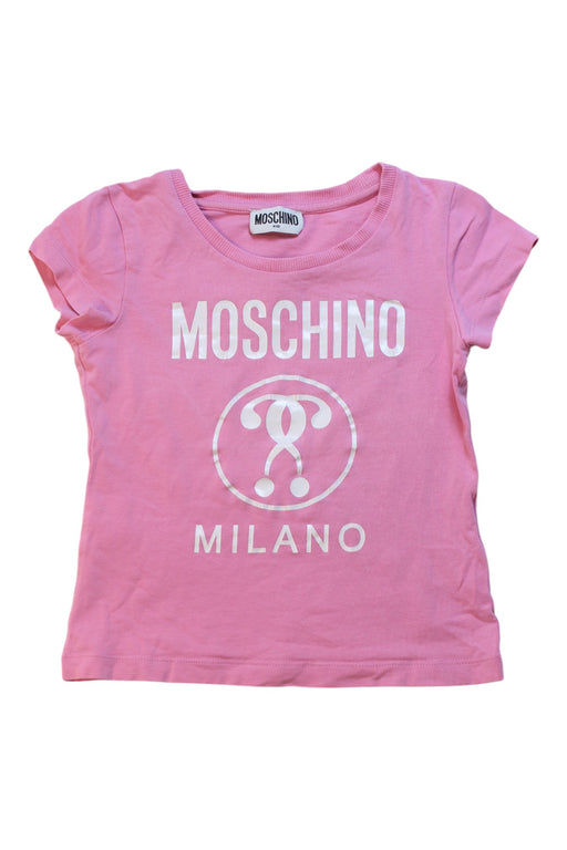 A Pink Short Sleeve T Shirts from Moschino in size 4T for girl. (Front View)