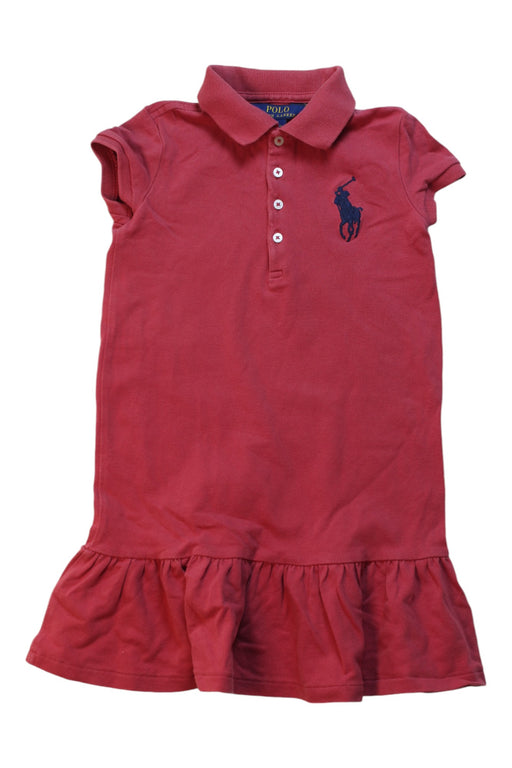 A Burgundy Short Sleeve Dresses from Polo Ralph Lauren in size 5T for girl. (Front View)