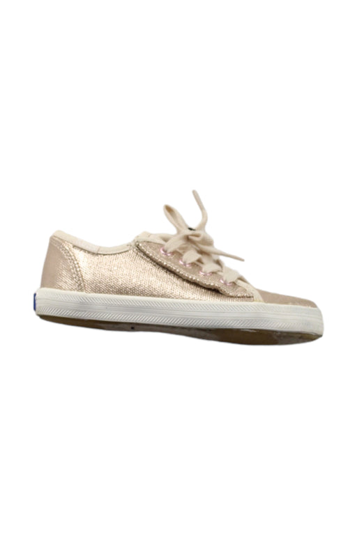 A Gold Sneakers from Keds in size 3T for girl. (Front View)