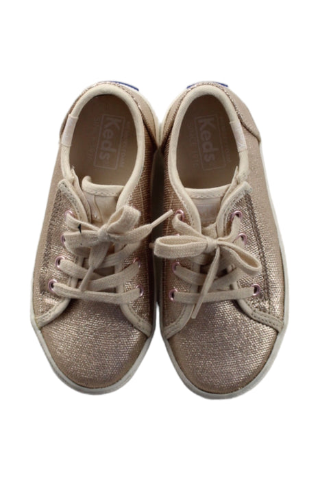 A Gold Sneakers from Keds in size 3T for girl. (Back View)