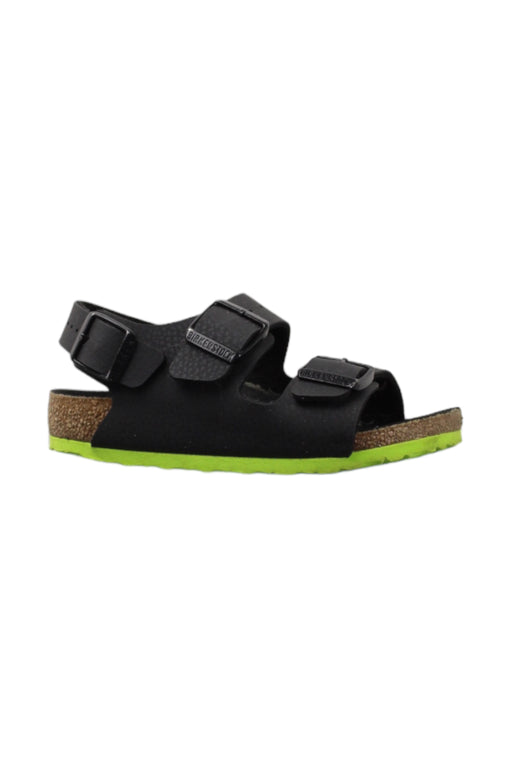 A Black Sandals from Birkenstock in size 4T for boy. (Front View)